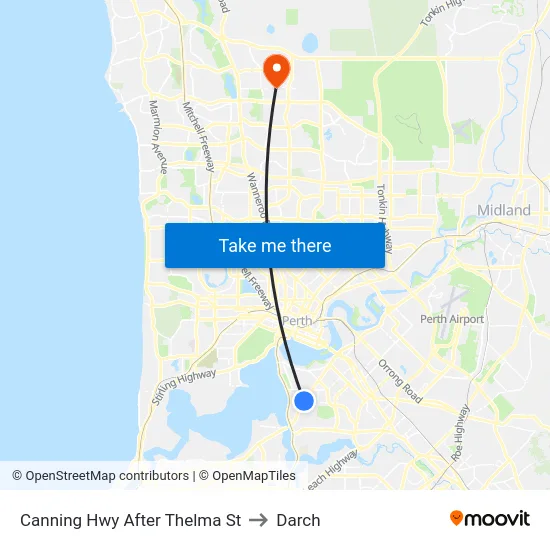Canning Hwy After Thelma St to Darch map