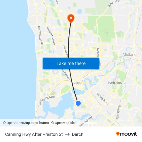Canning Hwy After Preston St to Darch map