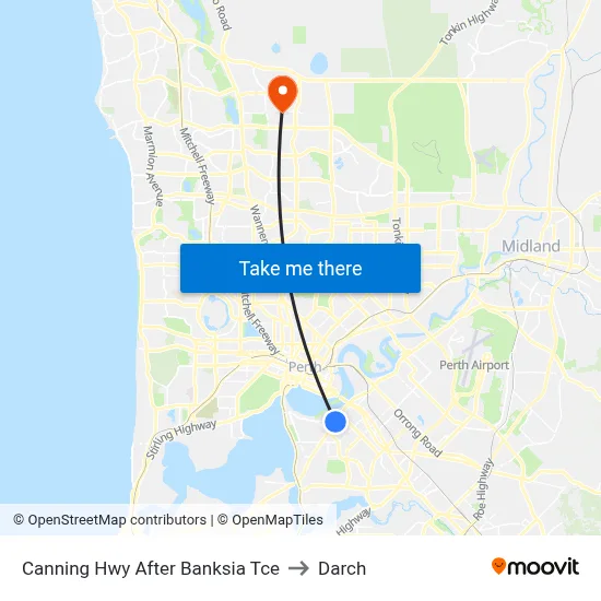 Canning Hwy After Banksia Tce to Darch map