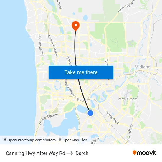 Canning Hwy After Way Rd to Darch map