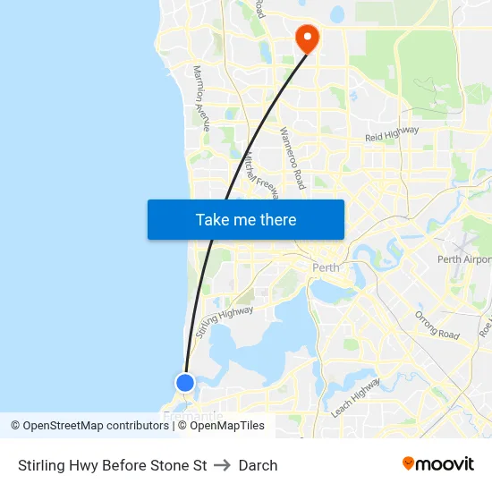 Stirling Hwy Before Stone St to Darch map