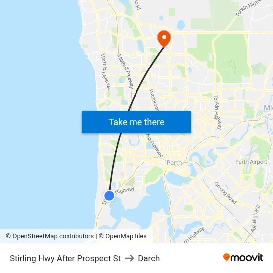 Stirling Hwy After Prospect St to Darch map