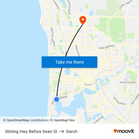 Stirling Hwy Before Dean St to Darch map