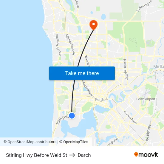 Stirling Hwy Before Weld St to Darch map