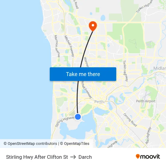 Stirling Hwy After Clifton St to Darch map