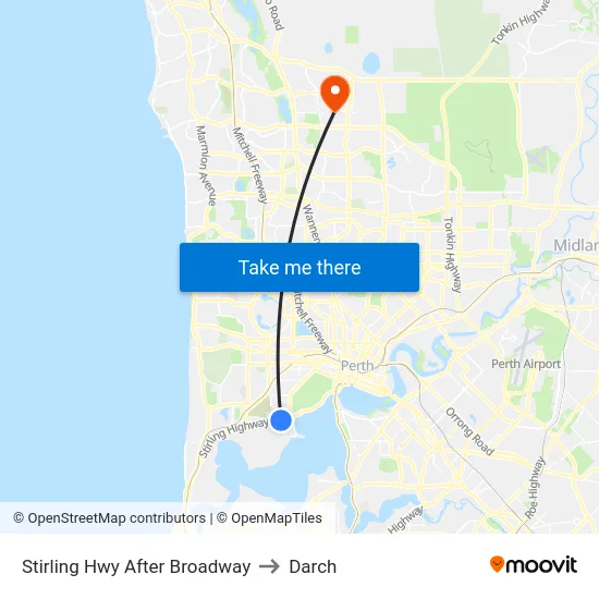Stirling Hwy After Broadway to Darch map