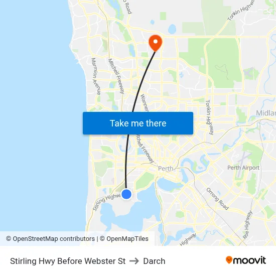 Stirling Hwy Before Webster St to Darch map