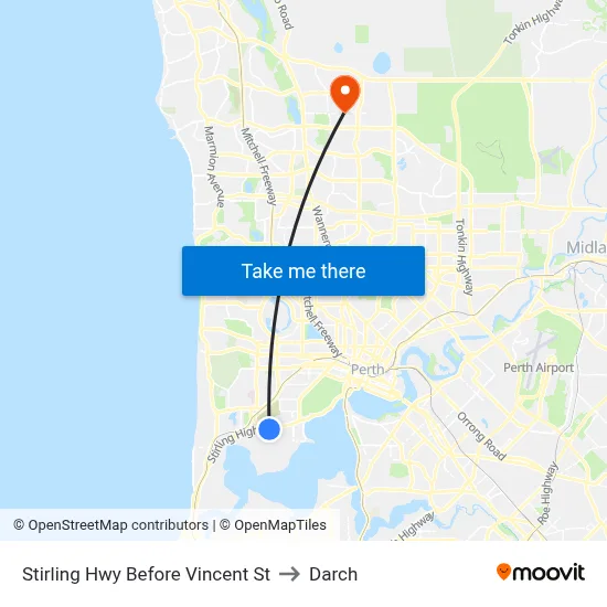 Stirling Hwy Before Vincent St to Darch map