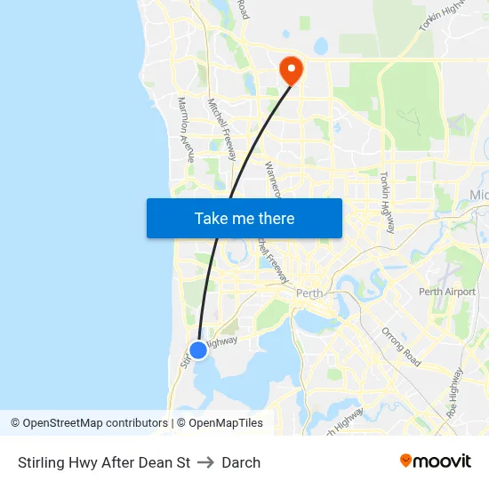 Stirling Hwy After Dean St to Darch map