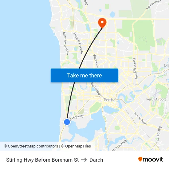 Stirling Hwy Before Boreham St to Darch map