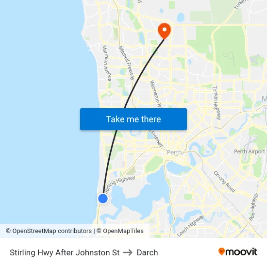Stirling Hwy After Johnston St to Darch map