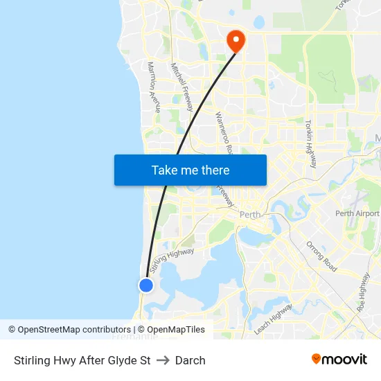 Stirling Hwy After Glyde St to Darch map