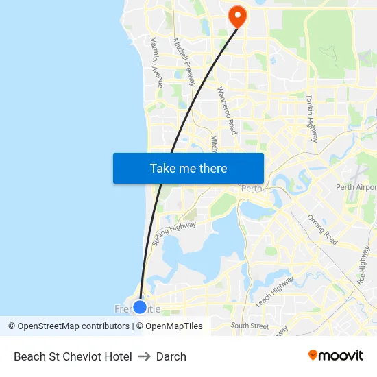 Beach St Cheviot Hotel to Darch map