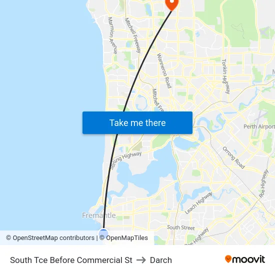 South Tce Before Commercial St to Darch map