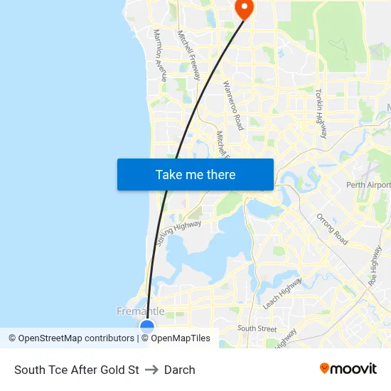 South Tce After Gold St to Darch map