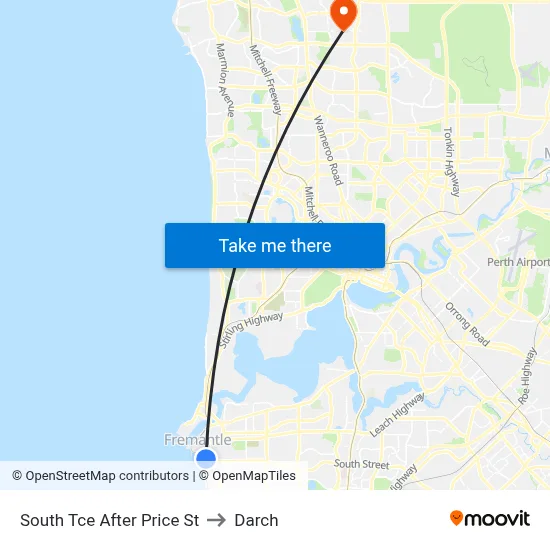South Tce After Price St to Darch map