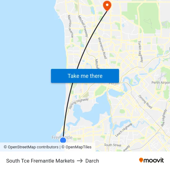 South Tce Fremantle Markets to Darch map
