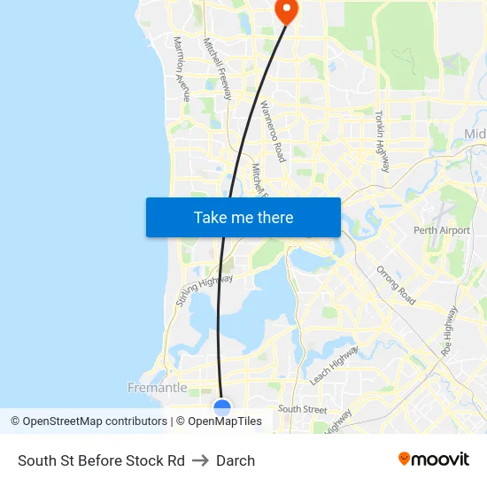 South St Before Stock Rd to Darch map