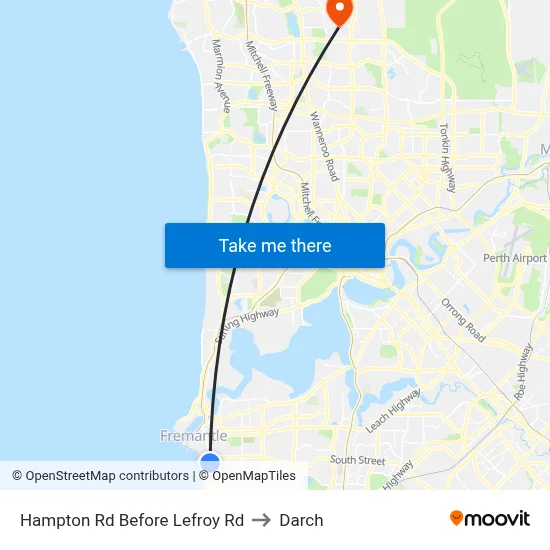 Hampton Rd Before Lefroy Rd to Darch map