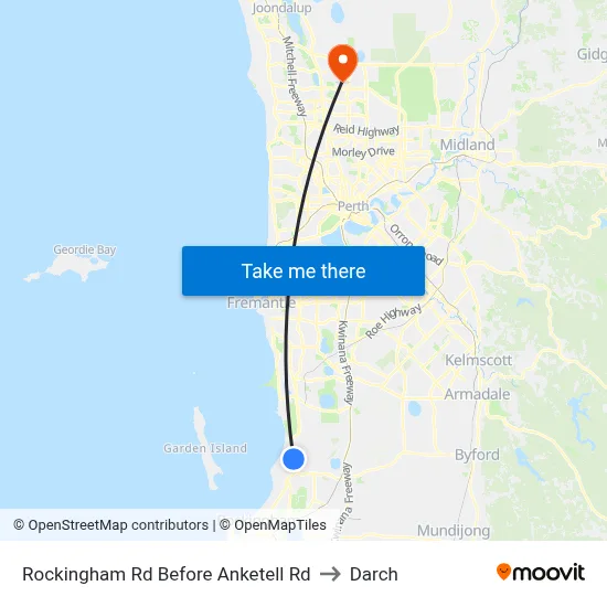 Rockingham Rd Before Anketell Rd to Darch map