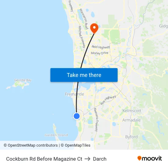 Cockburn Rd Before Magazine Ct to Darch map