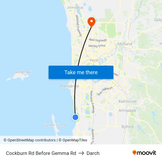 Cockburn Rd Before Gemma Rd to Darch map