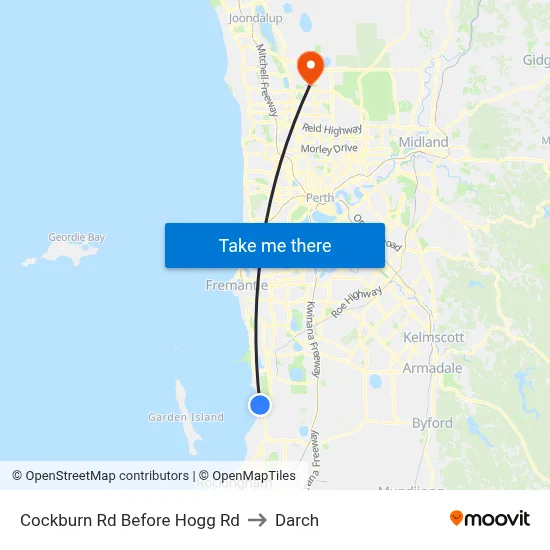 Cockburn Rd Before Hogg Rd to Darch map