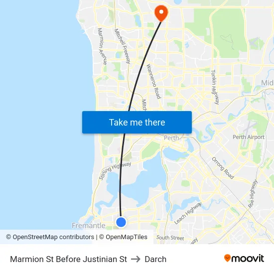 Marmion St Before Justinian St to Darch map