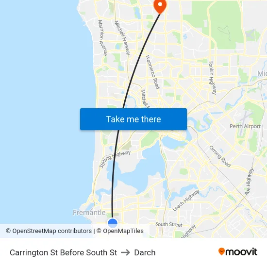Carrington St Before South St to Darch map