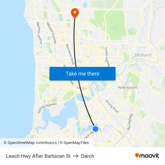 Leach Hwy After Barbican St to Darch map
