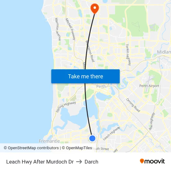 Leach Hwy After Murdoch Dr to Darch map
