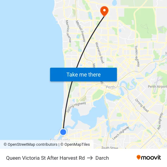 Queen Victoria St After Harvest Rd to Darch map
