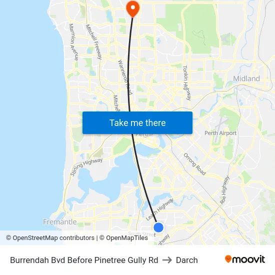 Burrendah Bvd Before Pinetree Gully Rd to Darch map