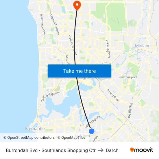 Burrendah Bvd - Southlands Shopping Ctr to Darch map
