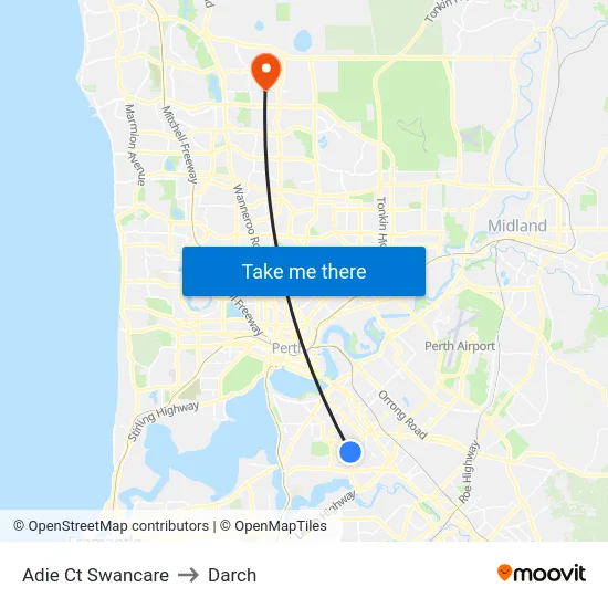 Adie Ct Swancare to Darch map