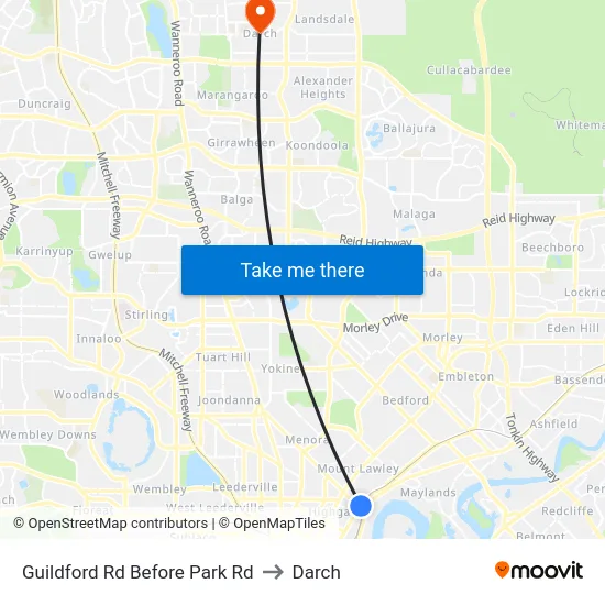 Guildford Rd Before Park Rd to Darch map