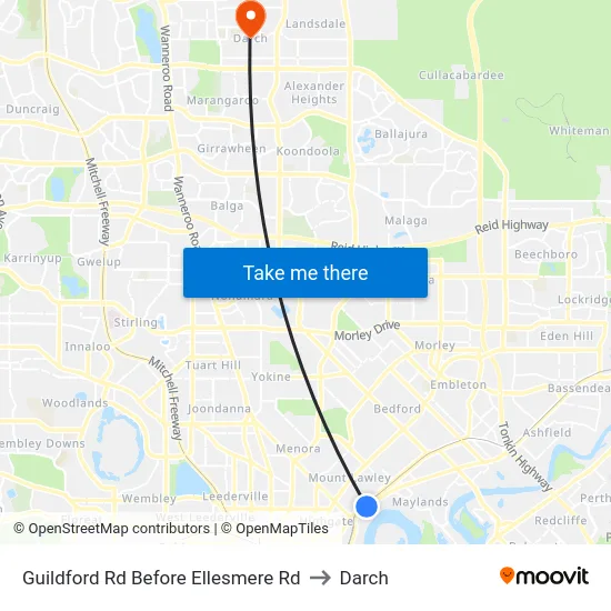 Guildford Rd Before Ellesmere Rd to Darch map