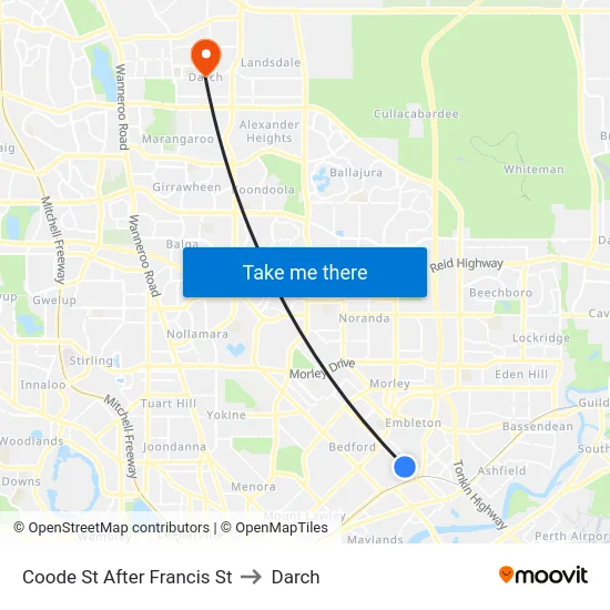 Coode St After Francis St to Darch map