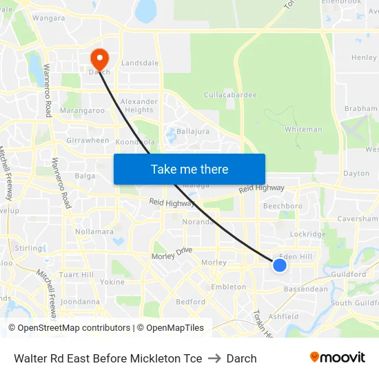 Walter Rd East Before Mickleton Tce to Darch map