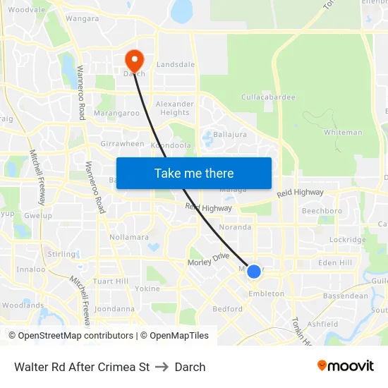 Walter Rd After Crimea St to Darch map