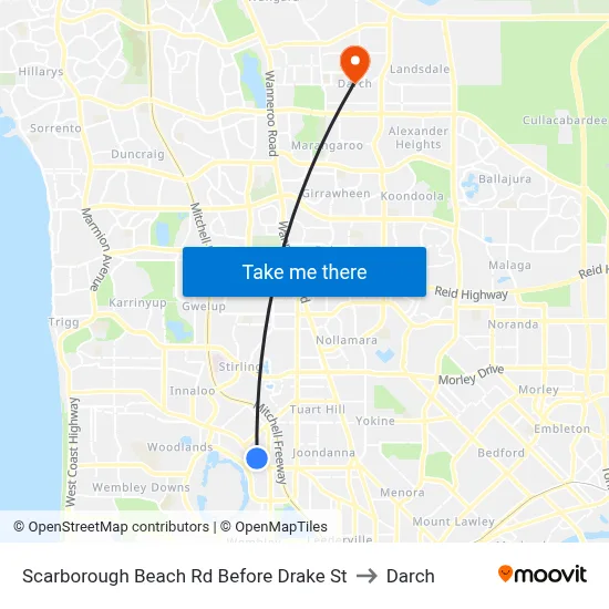 Scarborough Beach Rd Before Drake St to Darch map