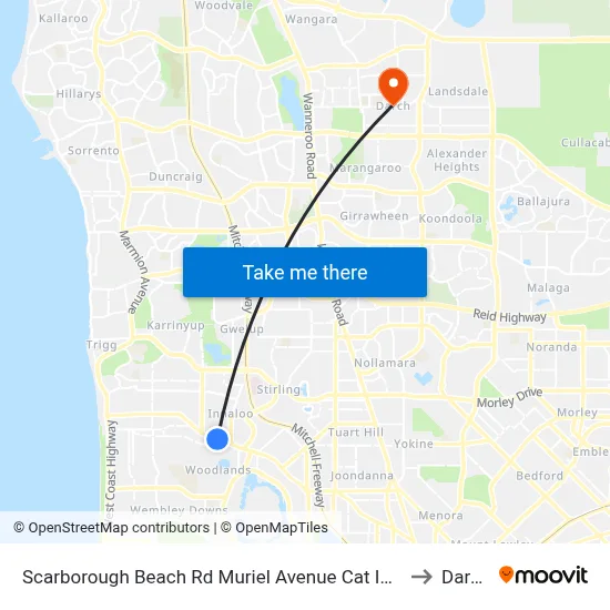 Scarborough Beach Rd Muriel Avenue Cat Id 8 to Darch map