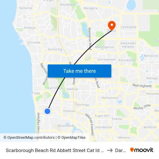 Scarborough Beach Rd Abbett Street Cat Id 16 to Darch map