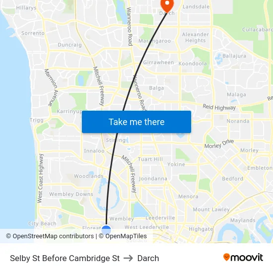 Selby St Before Cambridge St to Darch map