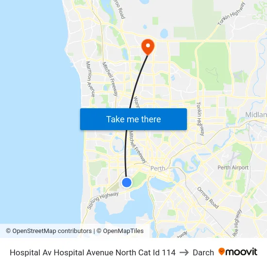 Hospital Av Hospital Avenue North Cat Id 114 to Darch map