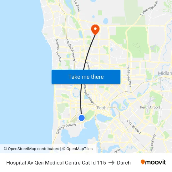 Hospital Av Qeii Medical Centre Cat Id 115 to Darch map