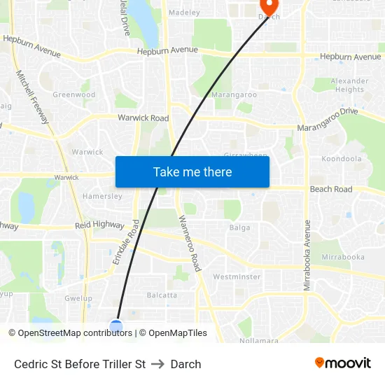 Cedric St Before Triller St to Darch map