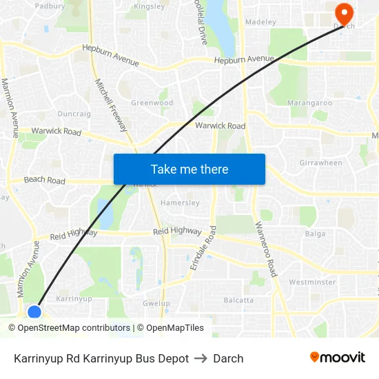 Karrinyup Rd Karrinyup Bus Depot to Darch map