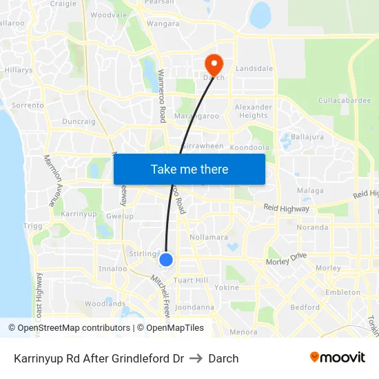 Karrinyup Rd After Grindleford Dr to Darch map