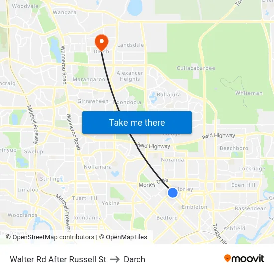 Walter Rd After Russell St to Darch map